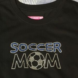 Soccer Mom ⚽️ Bling Crystals Black T-Shirt